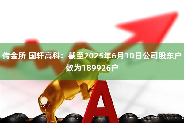 传金所 国轩高科：截至2025年6月10日公司股东户数为189926户